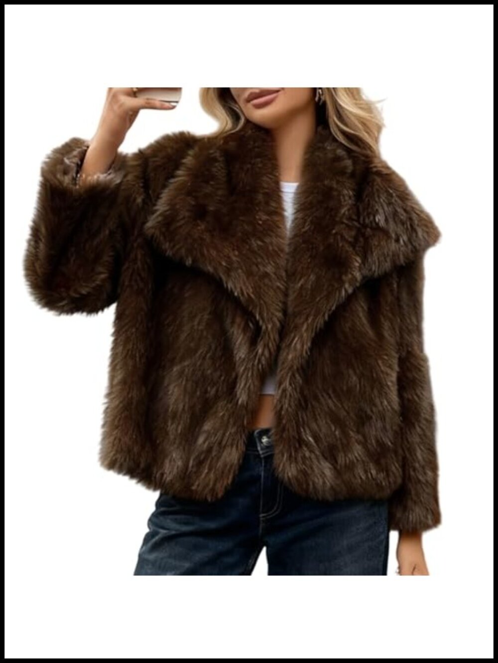 Faux Fur Coat Women Fluffy Shaggy Jacket with Pockets